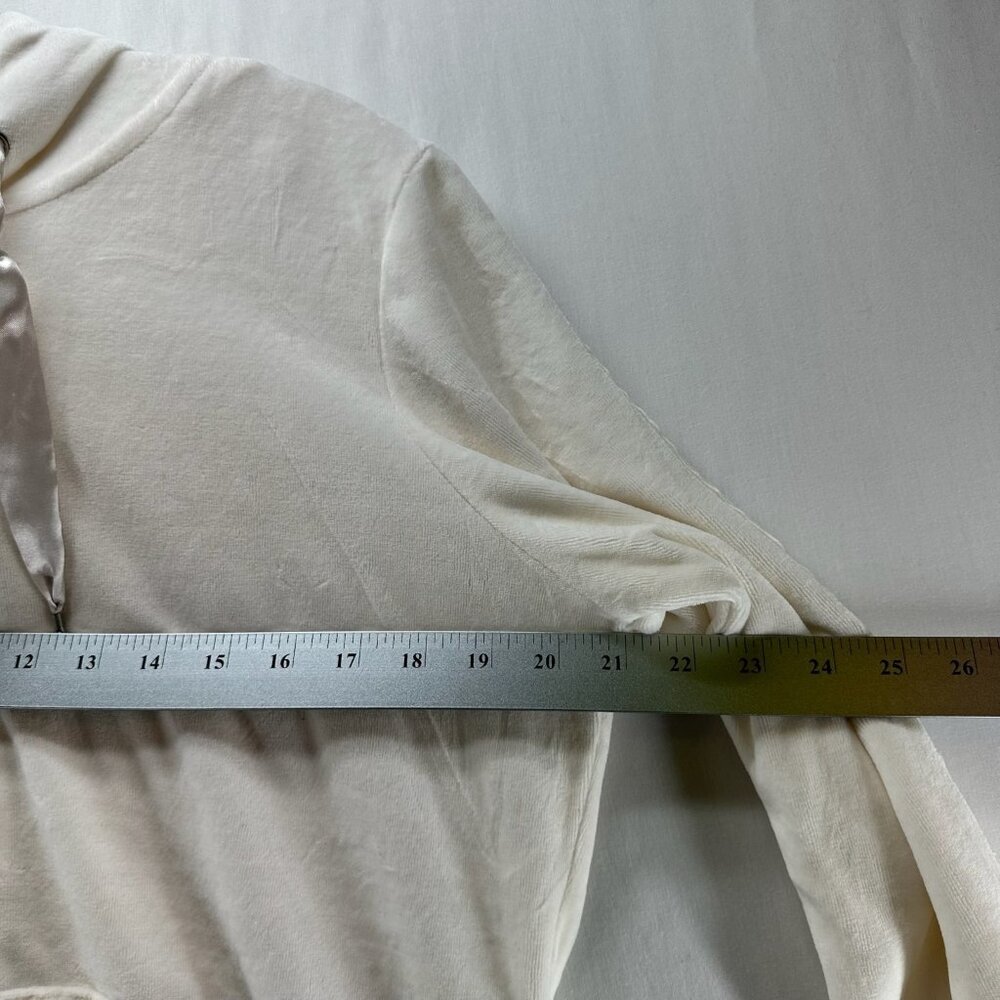 Izod Movement Velour Full-zip Hooded Sweatshirt Women L Stretch Pocket Off White - Picture 8 of 12